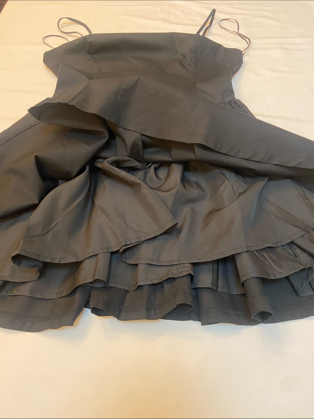 Edgy Black Poplin Mini Dress - Picture 8 of 11